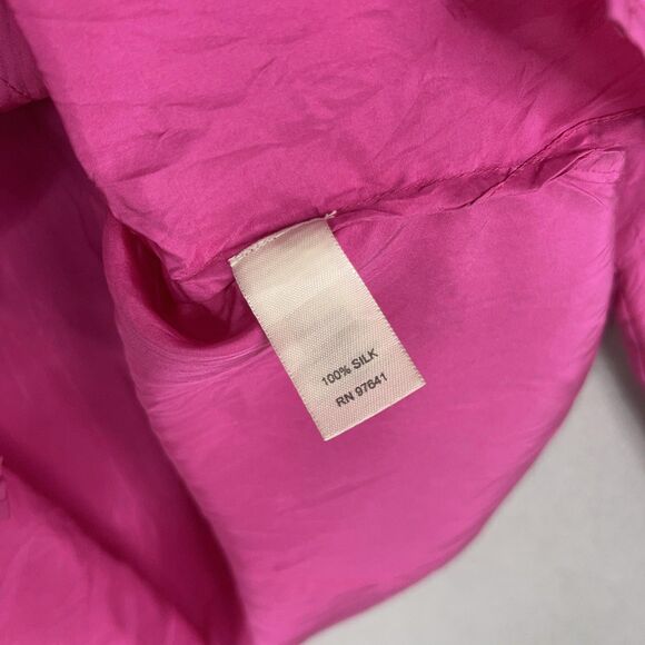 J Jill Blouse Womens Medium Fuchsia Pink Pleated Dressy Feminine Top 100% Silk - Picture 7 of 16